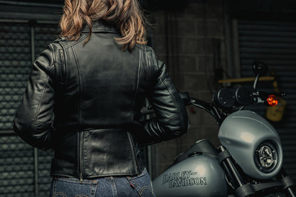 Women's Leather Motorcycle Riding Jacket- "Bloom"