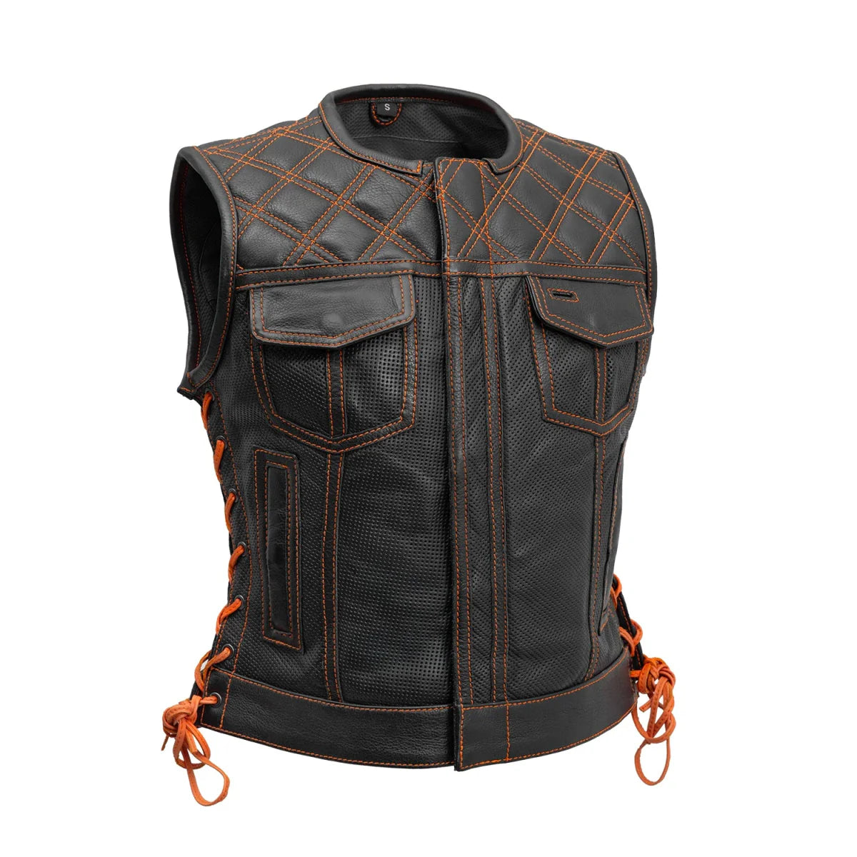 Women's perforated "Bonnie" Motorcycle Leather Vest