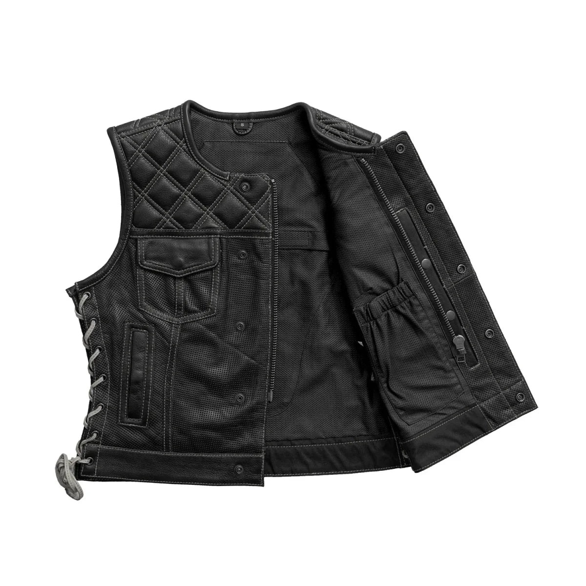 Women's perforated "Bonnie" Motorcycle Leather Vest