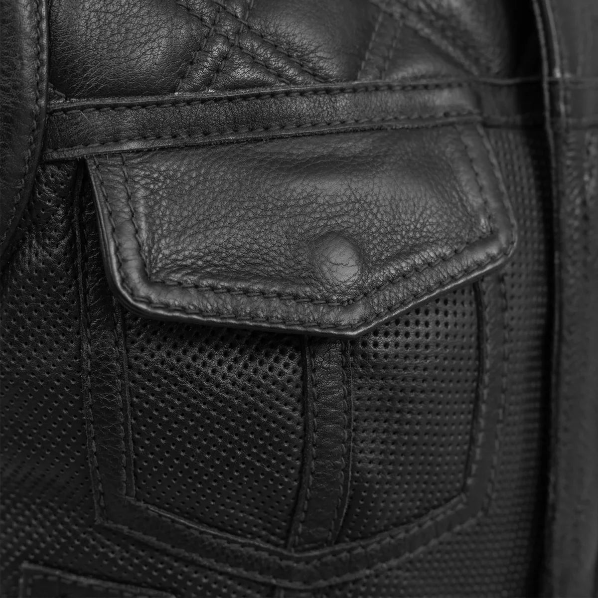 Women's perforated "Bonnie" Motorcycle Leather Vest Orange and Grey