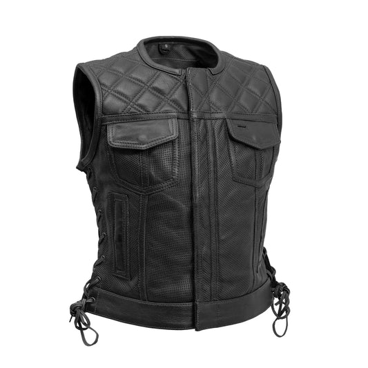 Women's perforated "Bonnie" Motorcycle Leather Vest