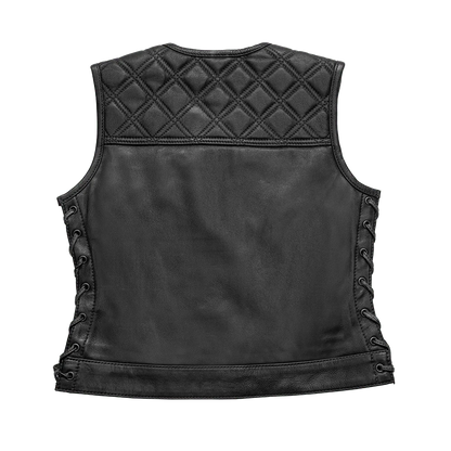 Women's "Bonnie" Motorcycle Leather Vest - Diamond Quilt