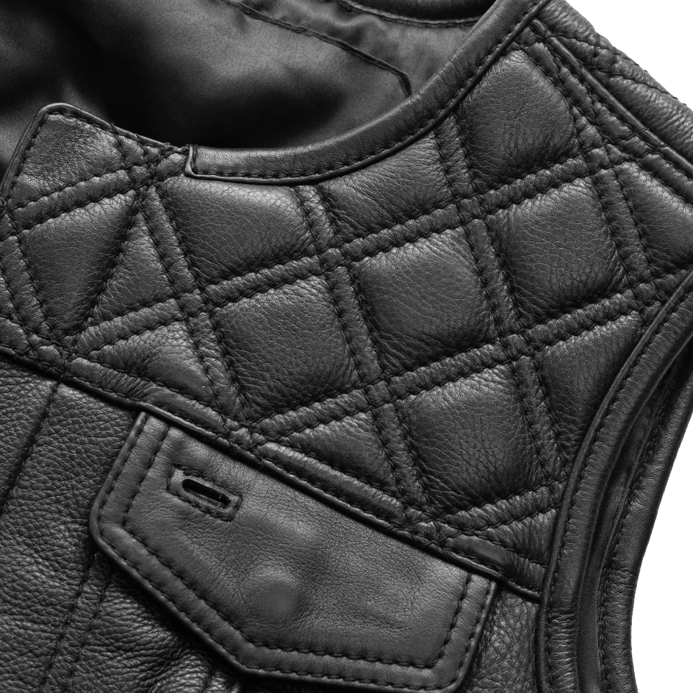 Women's "Bonnie" Motorcycle Leather Vest - Diamond Quilt