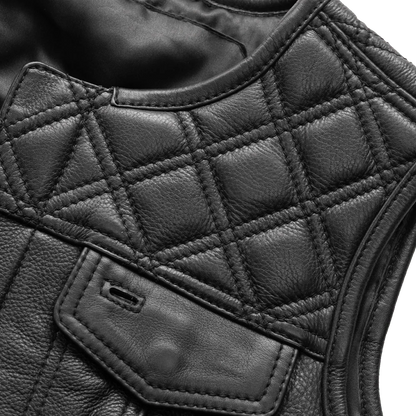 Women's "Bonnie" Motorcycle Leather Vest - Diamond Quilt