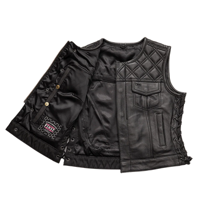 Women's "Bonnie" Motorcycle Leather Vest - Diamond Quilt