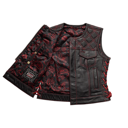 Women's "Bonnie" Motorcycle Leather Vest - Diamond Quilt