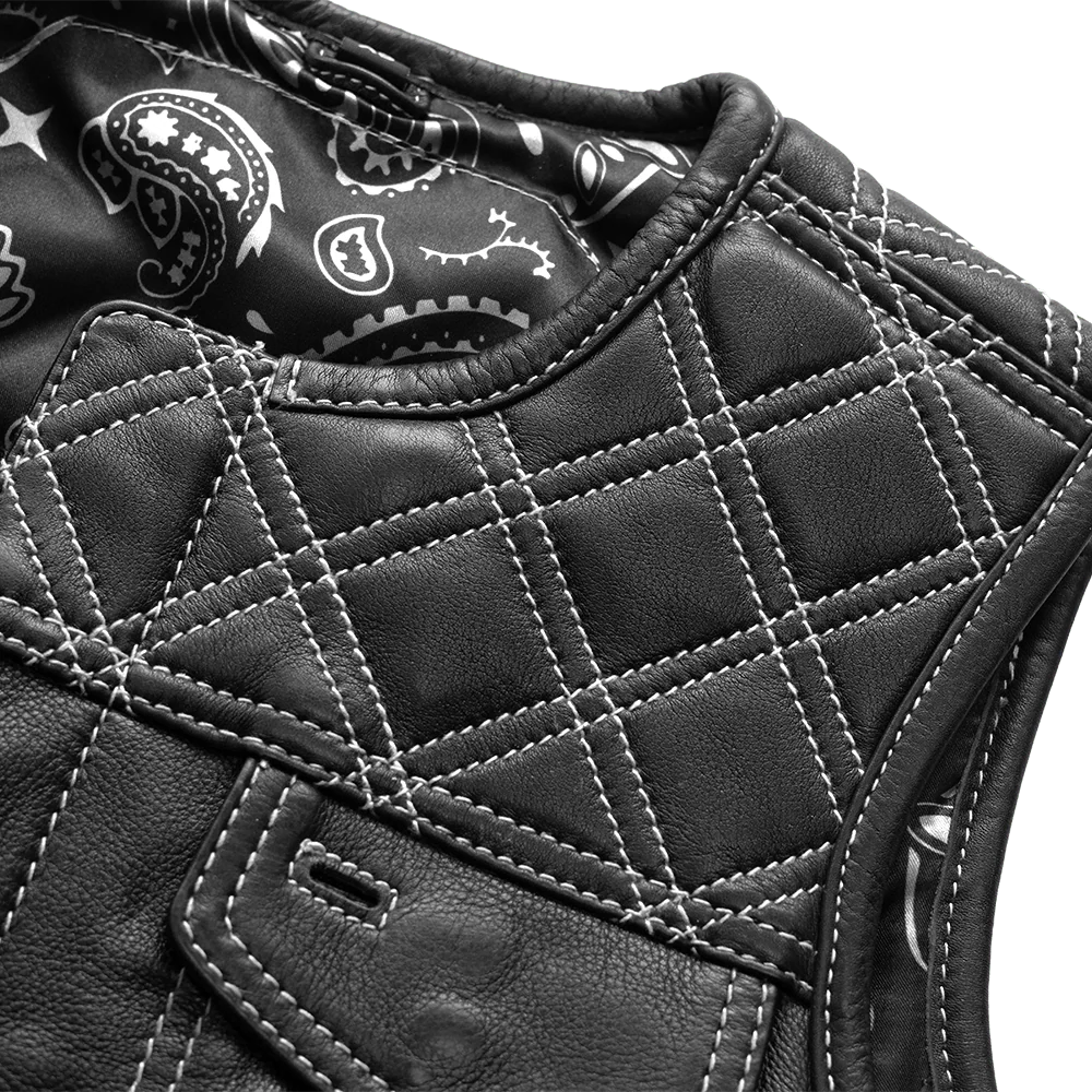 Women's "Bonnie" Motorcycle Leather Vest - Diamond Quilt