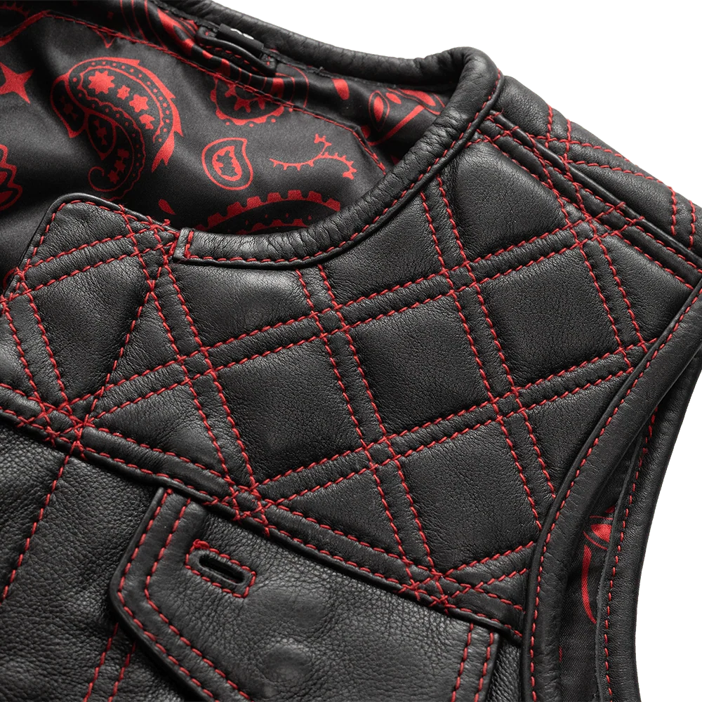 Women's "Bonnie" Motorcycle Leather Vest - Diamond Quilt