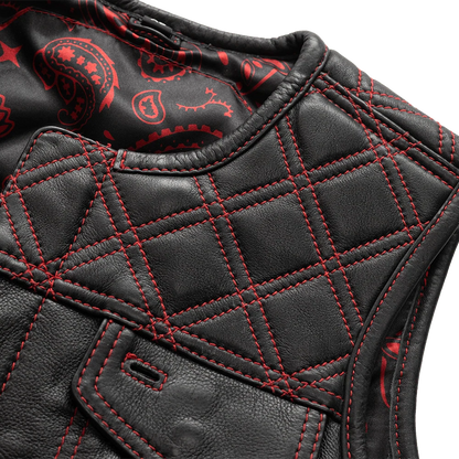 Women's "Bonnie" Motorcycle Leather Vest - Diamond Quilt
