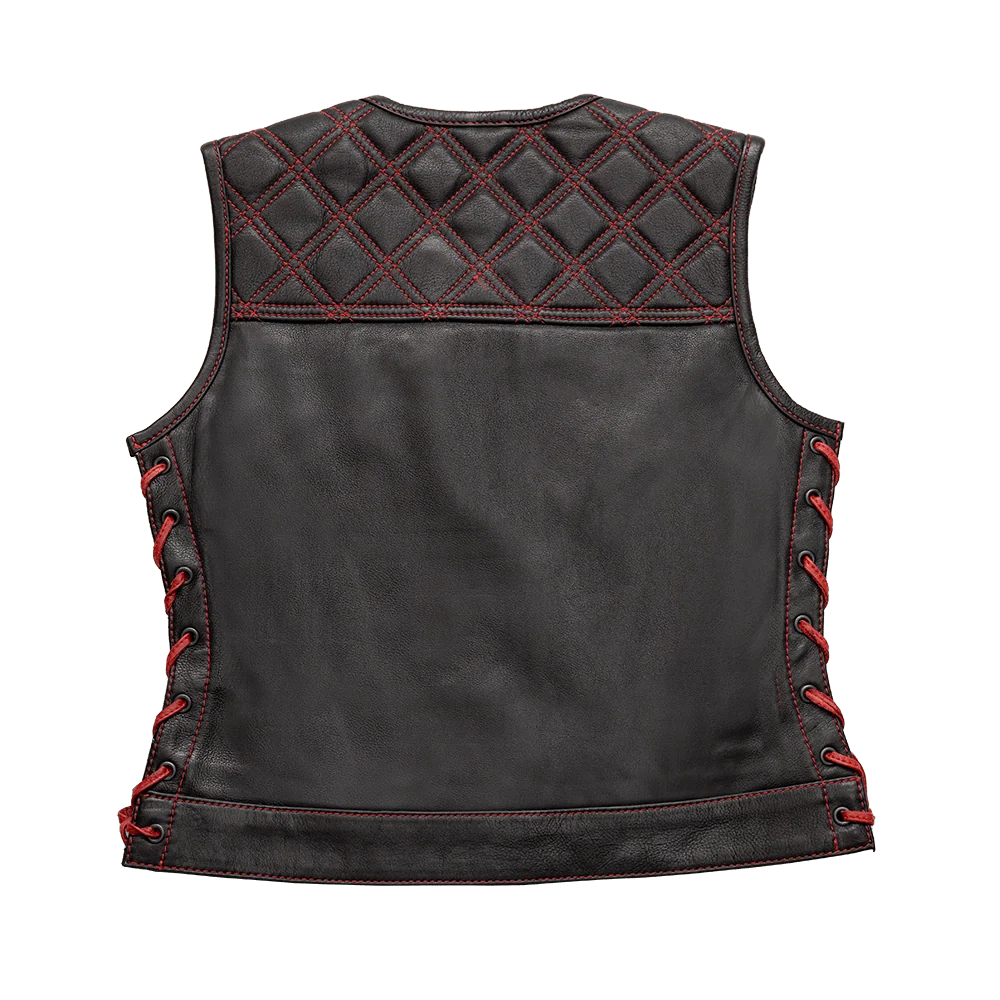 Women's "Bonnie" Motorcycle Leather Vest - Diamond Quilt