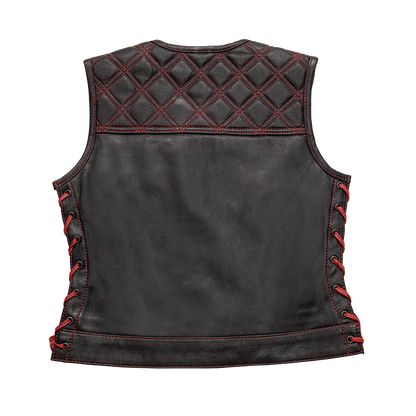 Women's "Bonnie" Motorcycle Leather Vest - Diamond Quilt