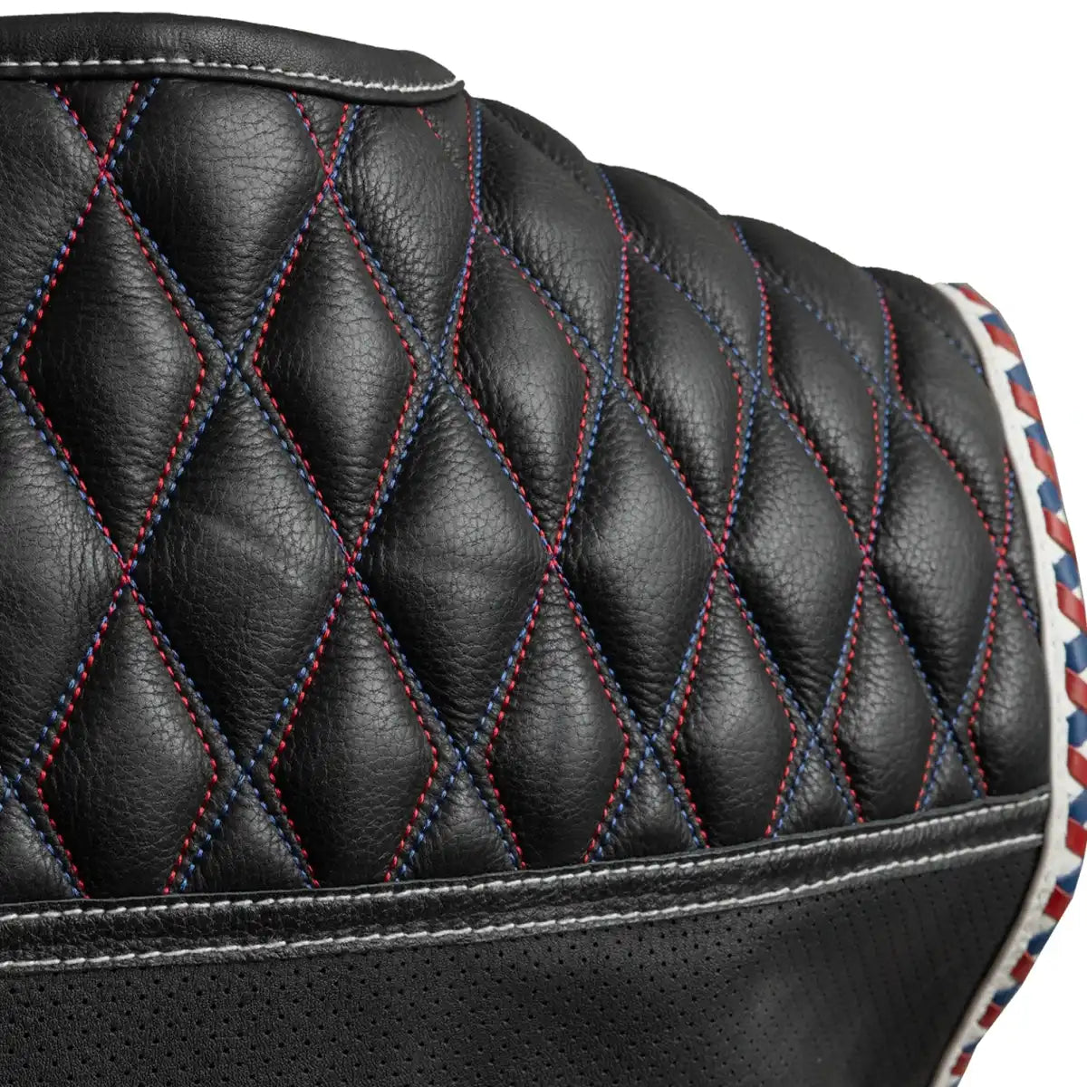 Men's Club Style Perforated Leather Motorcycle Vest- "Captain" with American Flag Lining