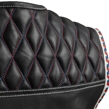 Men's Club Style Perforated Leather Motorcycle Vest- "Captain" with American Flag Lining