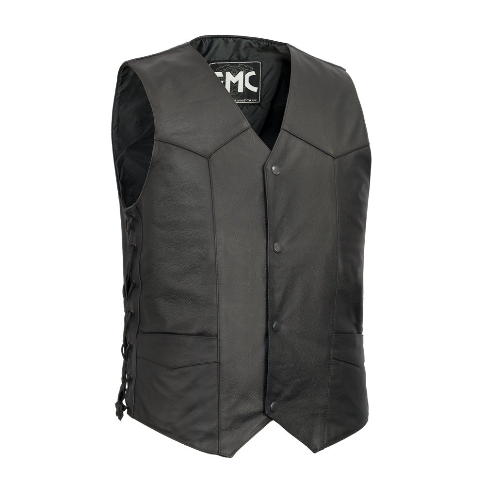 Men's Western Style Leather Motorcycle Vest- Carbine