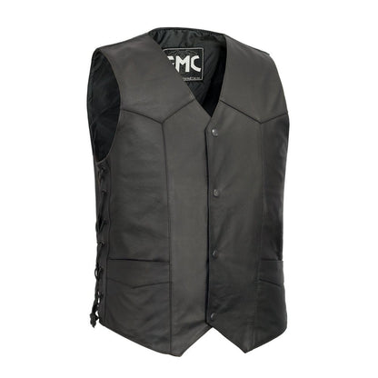 Men's Western Style Leather Motorcycle Vest- Carbine