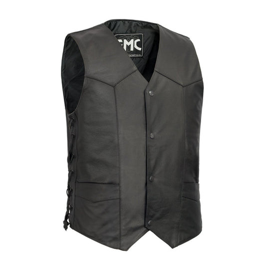 Men's Western Style Leather Motorcycle Vest- Carbine