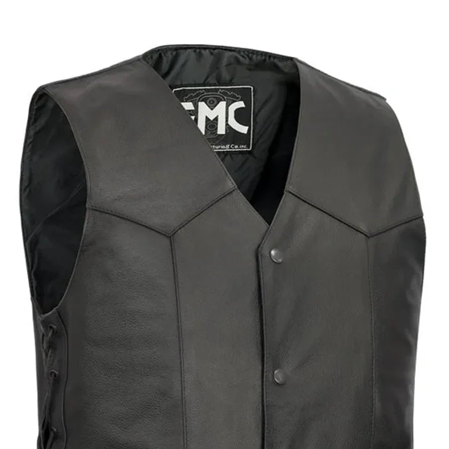 Men's Western Style Leather Motorcycle Vest- Carbine
