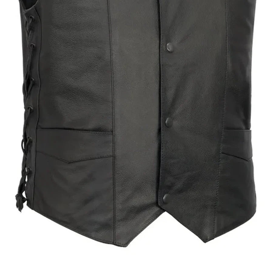 Men's Western Style Leather Motorcycle Vest- Carbine