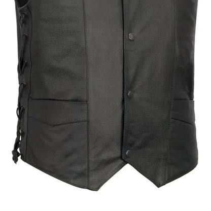 Men's Western Style Leather Motorcycle Vest- Carbine