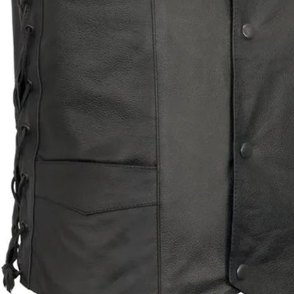 Men's Western Style Leather Motorcycle Vest- Carbine