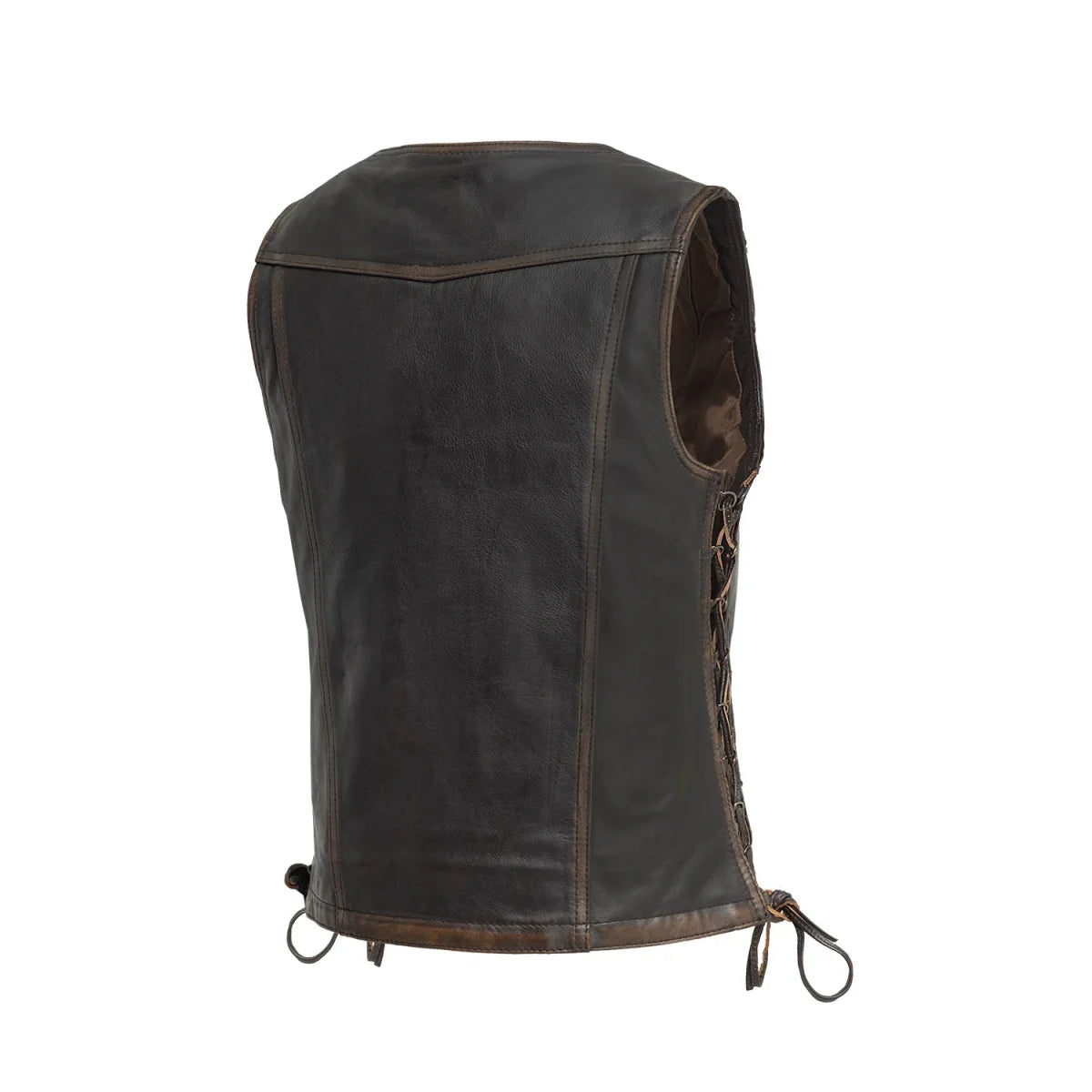 Women's Western Style Distressed Brown Leather Vest- "Cindy"
