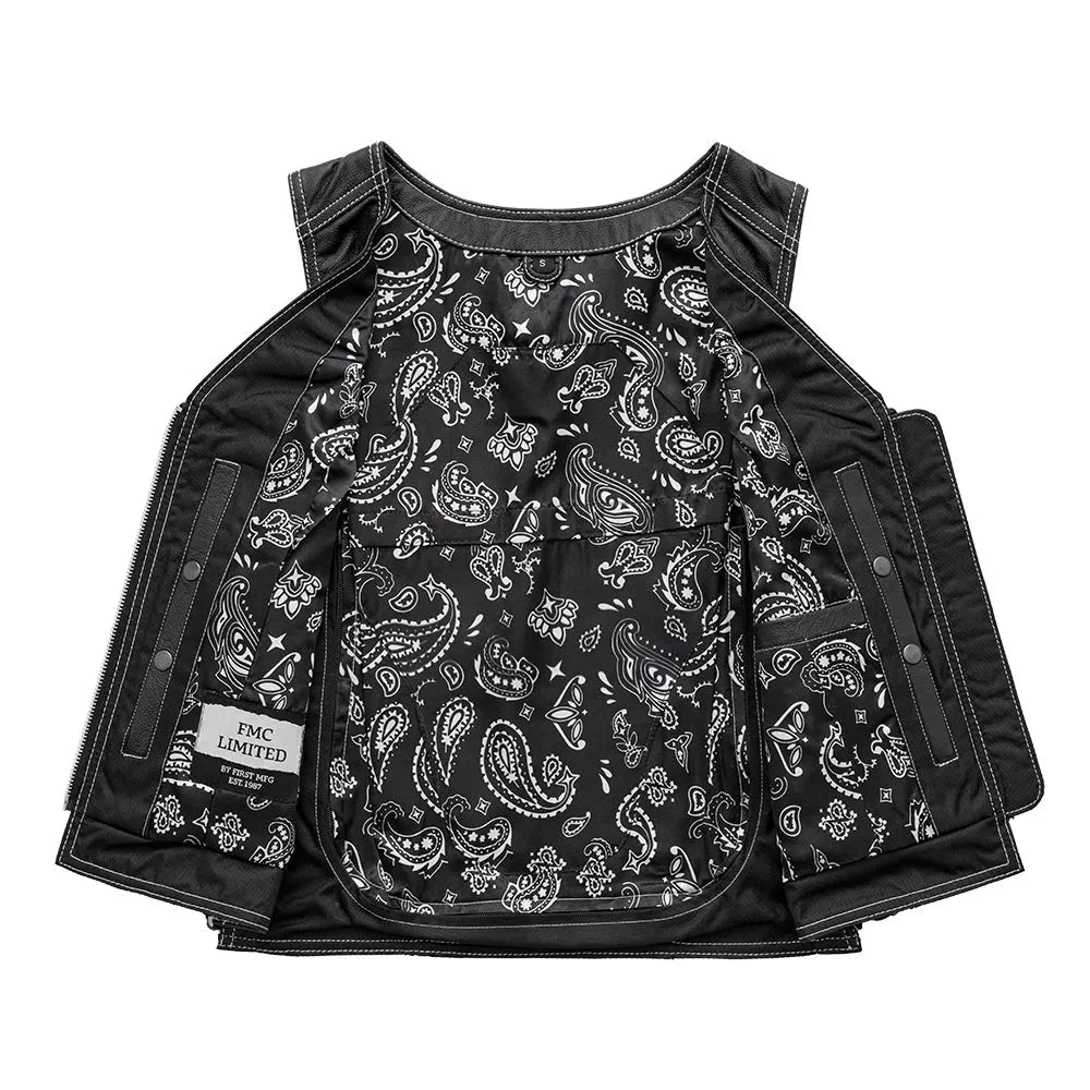Women's "Cindy" Motorcycle Leather Vest Black