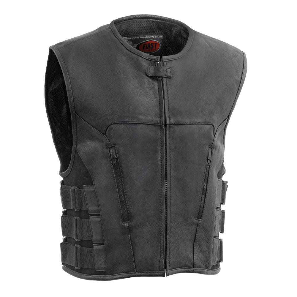 Men's Leather Swat Style Motorcycle Vest- Commando