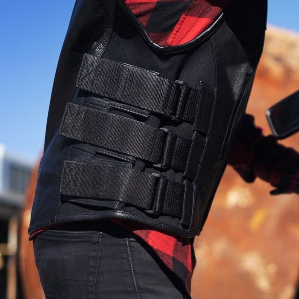Men's Leather Swat Style Motorcycle Vest- Commando