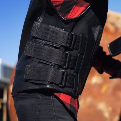 Men's Leather Swat Style Motorcycle Vest- Commando