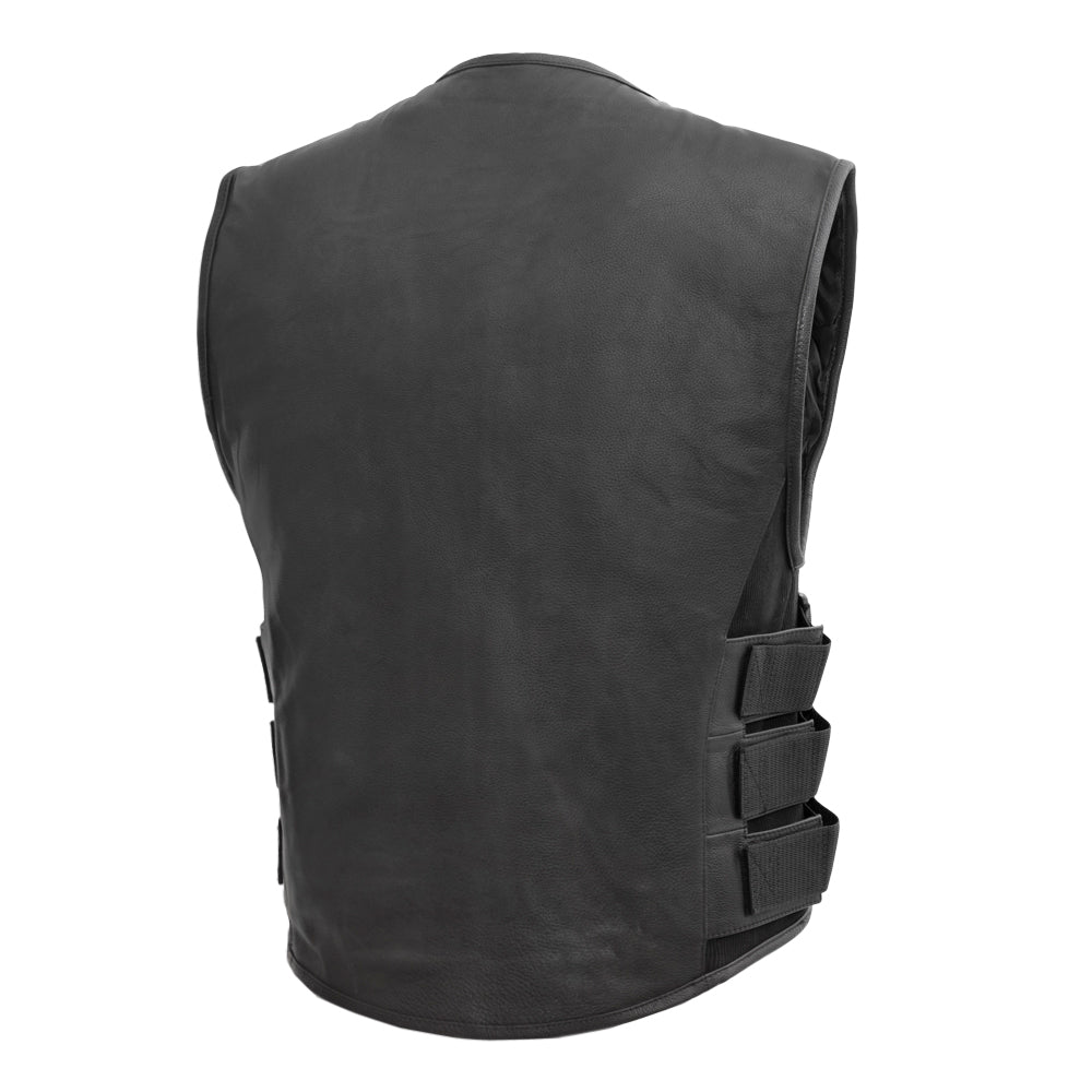 Men's Leather Swat Style Motorcycle Vest- Commando