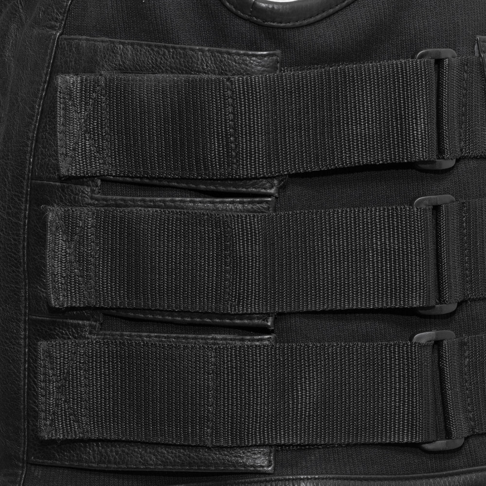 Men's Leather Swat Style Motorcycle Vest- Commando