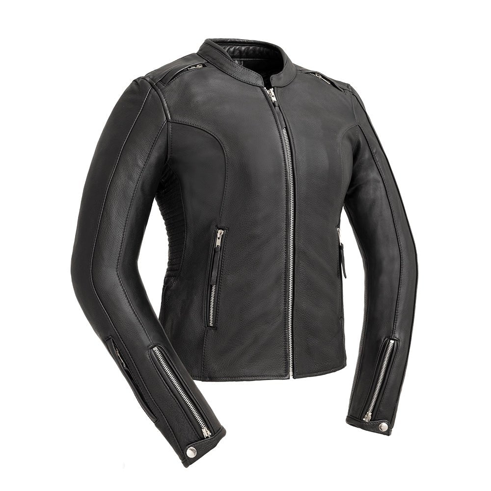 Women's Style Motorcycle Leather Jacket- "Cyclone"