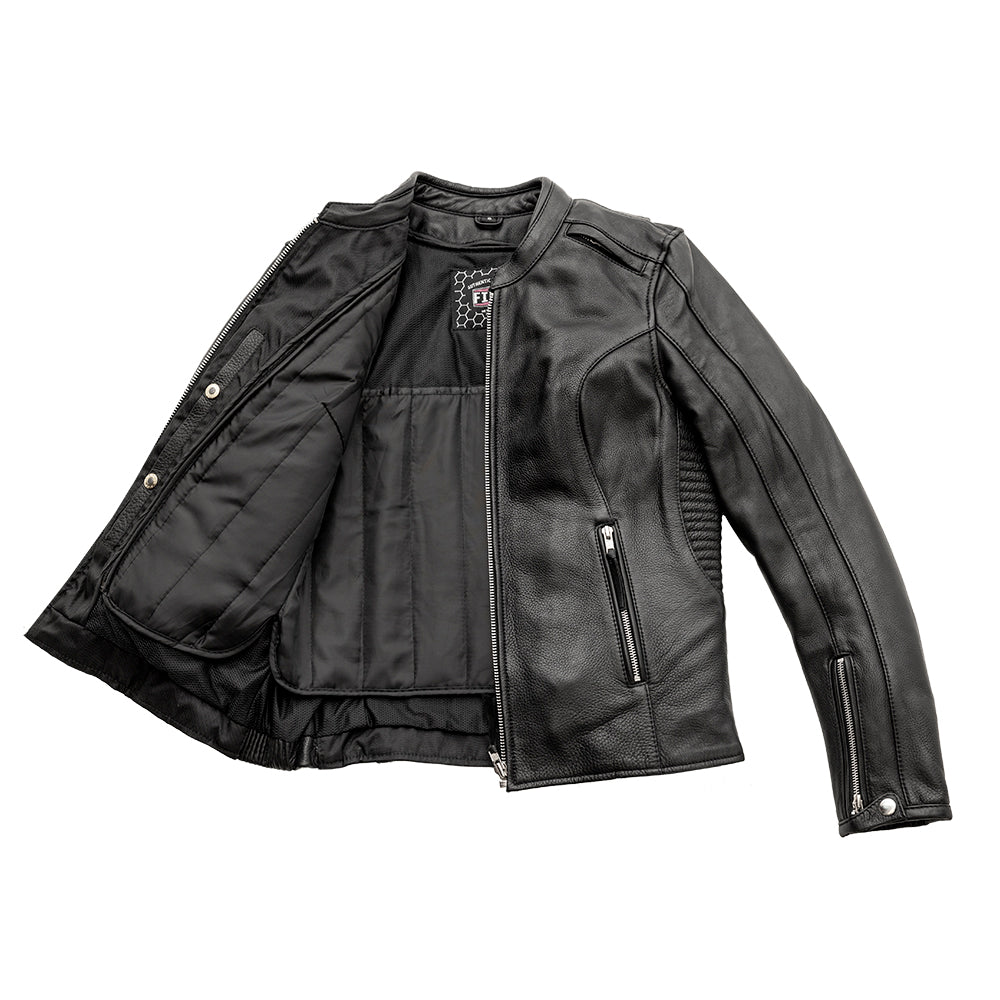 Women's Style Motorcycle Leather Jacket- "Cyclone"