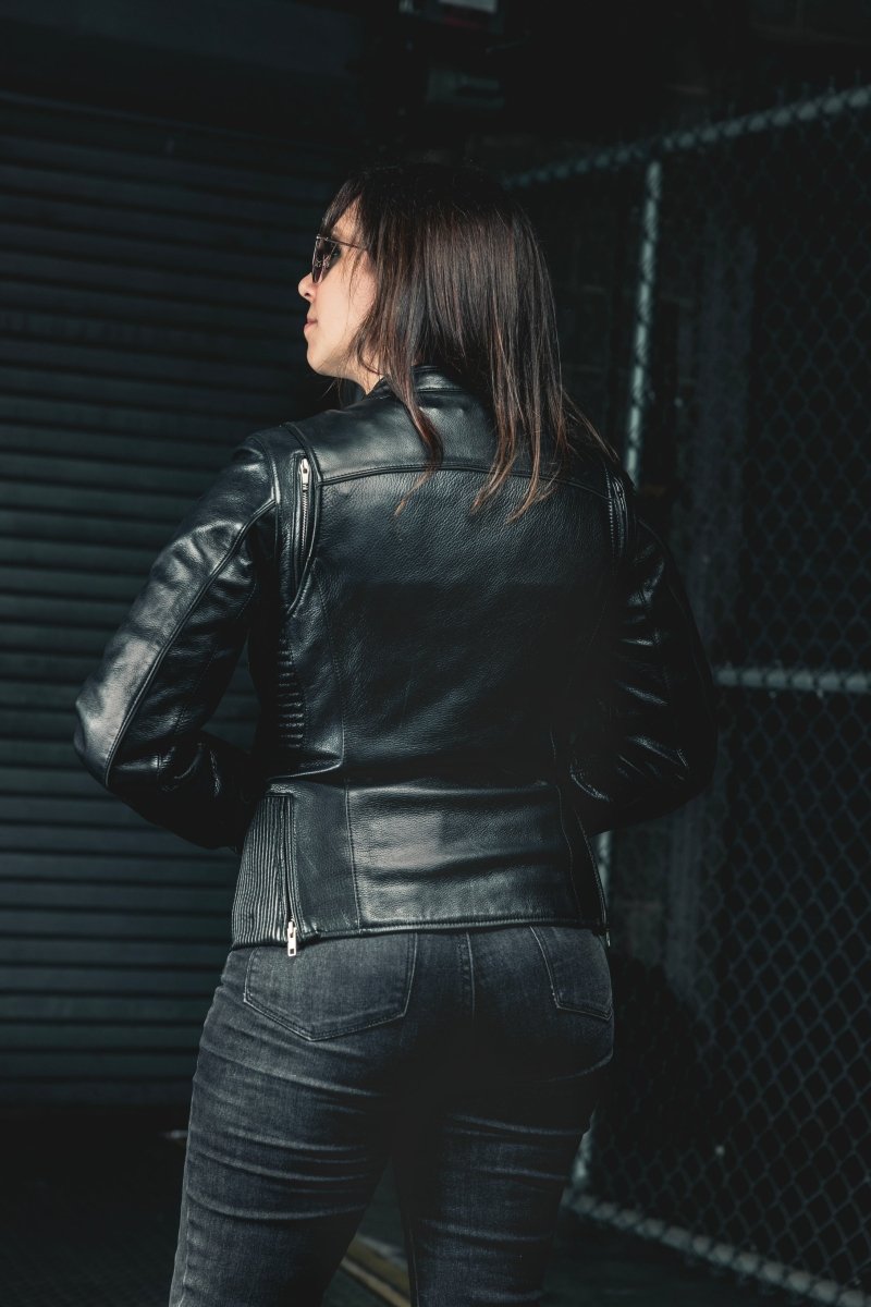 Women's Style Motorcycle Leather Jacket- "Cyclone"