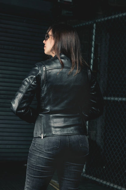Women's Style Motorcycle Leather Jacket- "Cyclone"
