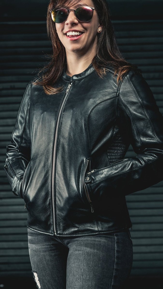 Women's Style Motorcycle Leather Jacket- "Cyclone"