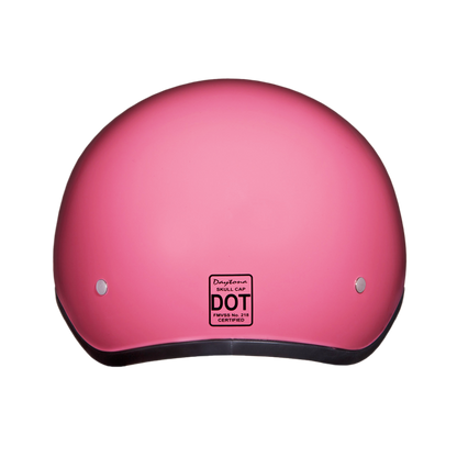 DOT Approved Daytona Skull Cap Half Shell Motorcycle Helmet - Beanie Style for Motorcycles, Cruisers, Scooters, and Mopeds - Hi-Gloss Pink
