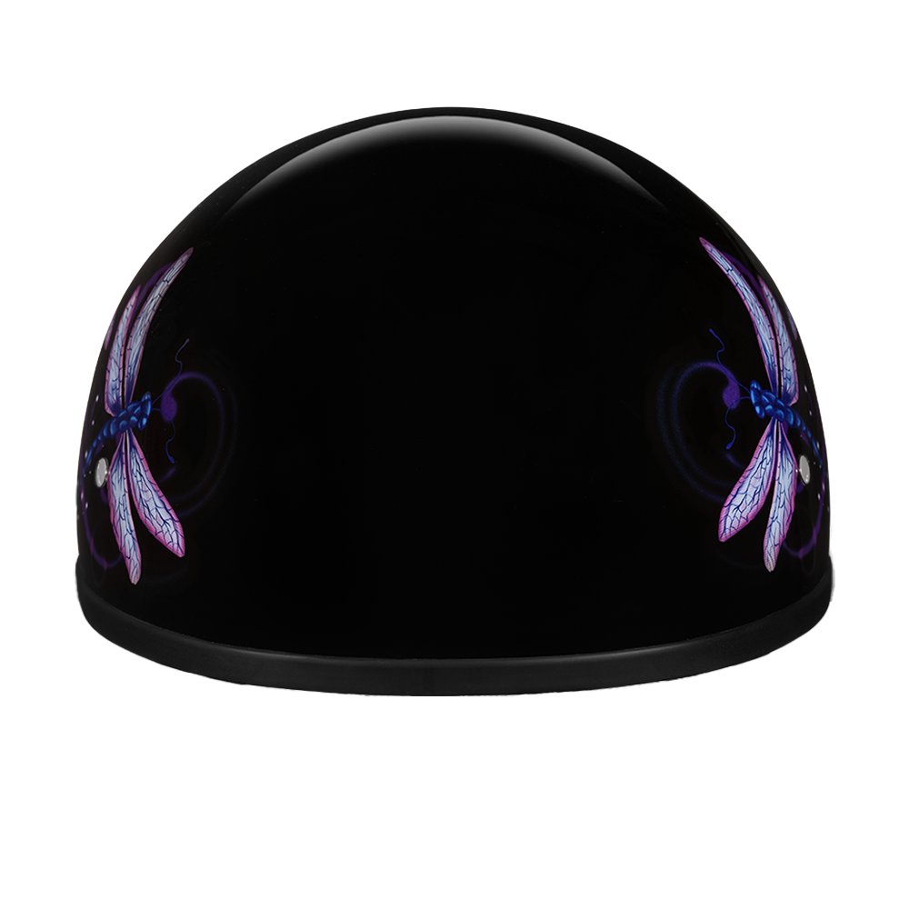 DOT Approved Daytona Motorcycle Half Shell Helmet - Skull Cap Graphics for Men & Women, Scooters, ATVs, UTVs & Choppers - W/ Dragonfly