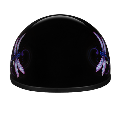 DOT Approved Daytona Motorcycle Half Shell Helmet - Skull Cap Graphics for Men & Women, Scooters, ATVs, UTVs & Choppers - W/ Dragonfly