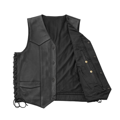 Men's Motorcycle Western Style Leather Vest "Deadwood"