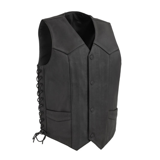 Men's Motorcycle Western Style Leather Vest "Deadwood"