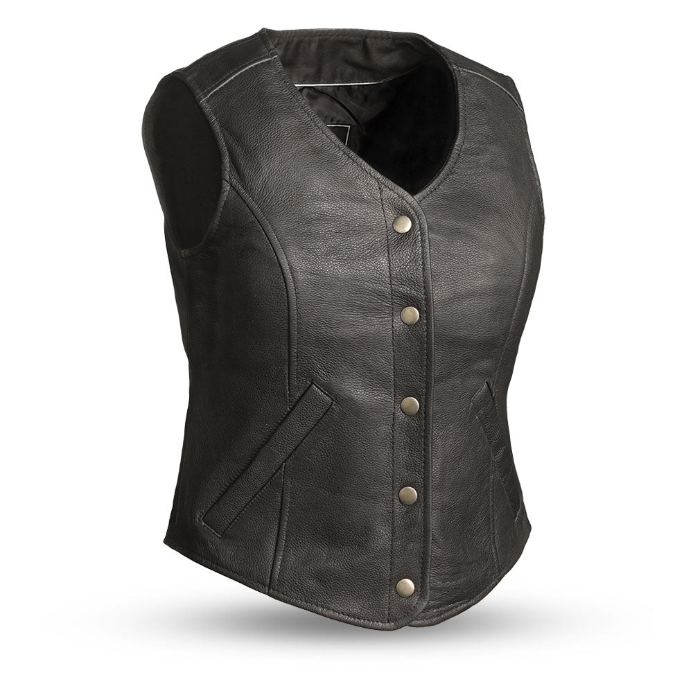 Women's "Derringer" Motorcycle Leather Vest