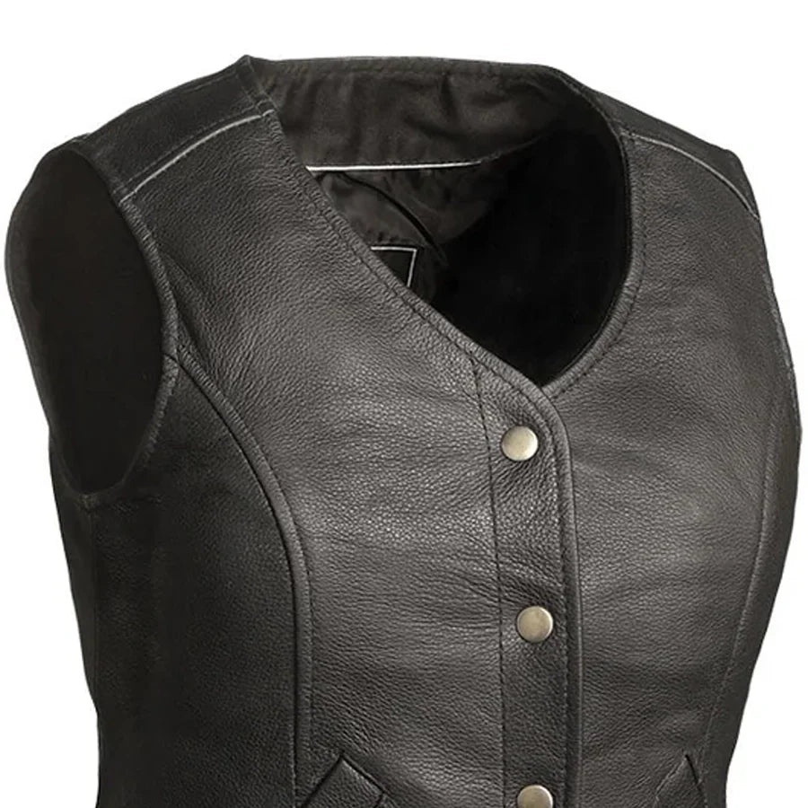 Women's "Derringer" Motorcycle Leather Vest
