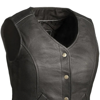 Women's "Derringer" Motorcycle Leather Vest
