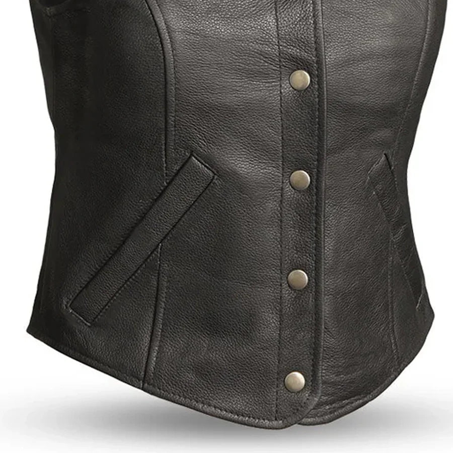 Women's "Derringer" Motorcycle Leather Vest