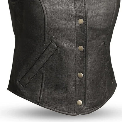 Women's "Derringer" Motorcycle Leather Vest