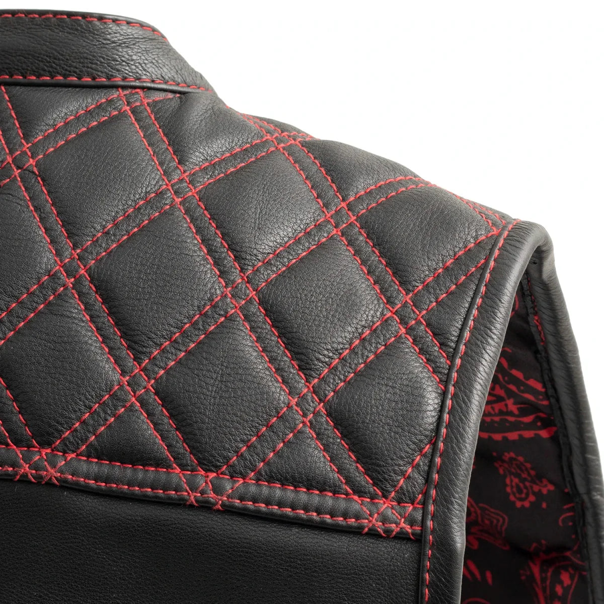 Men's Club Style Leather Motorcycle Vest- "Downside"