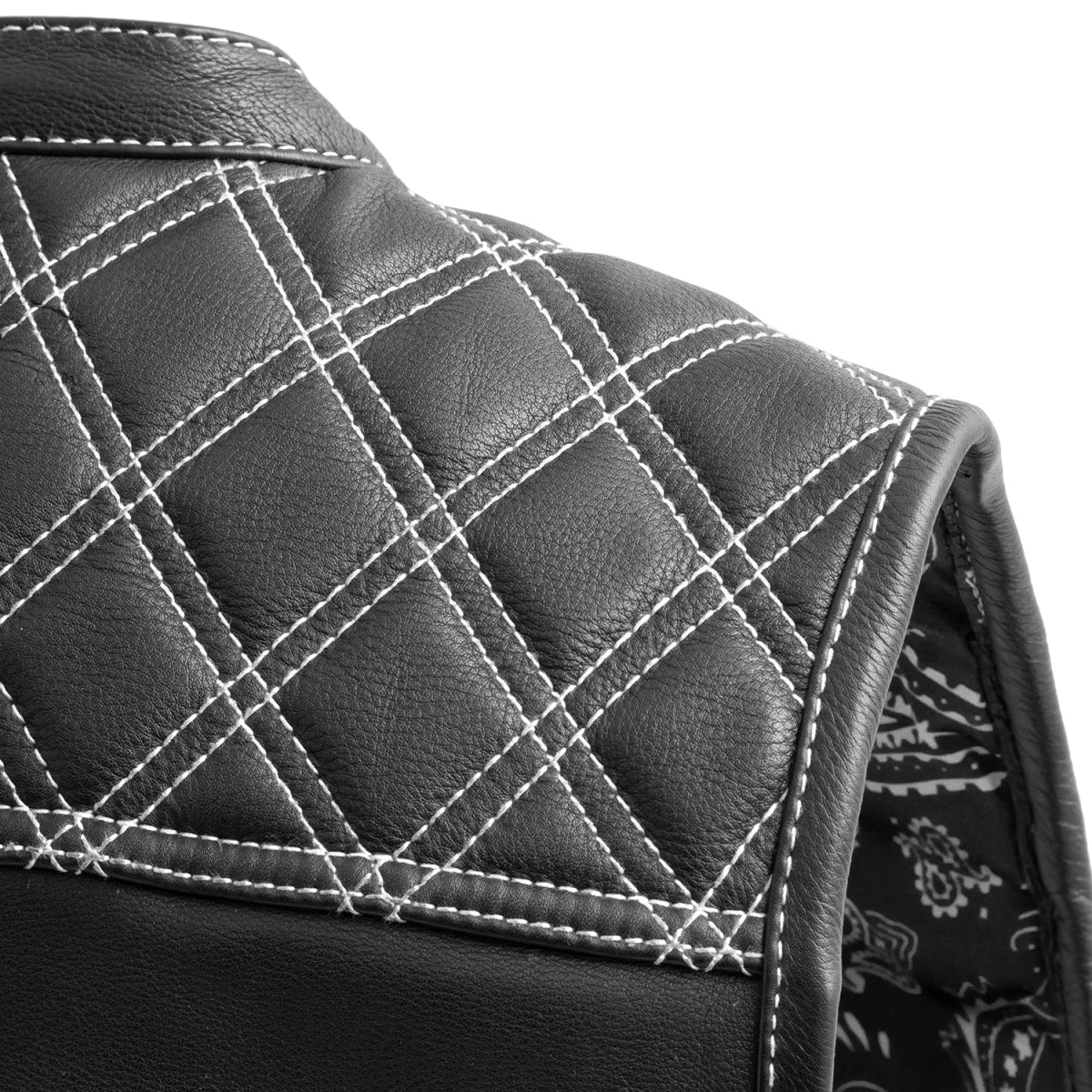 Men's Club Style Leather Motorcycle Vest- "Downside"
