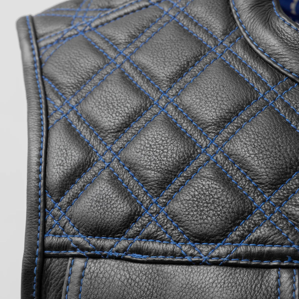 Men's Club Style Leather Motorcycle Vest- Green stitching with Green Paisley lining