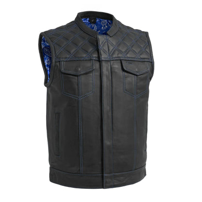 Men's Club Style Leather Motorcycle Vest- "Downside"